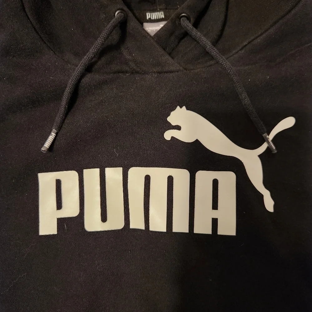 PUMA Boys Youth Fleece Pullover Hoodie Sweatshirt Black Size Medium M